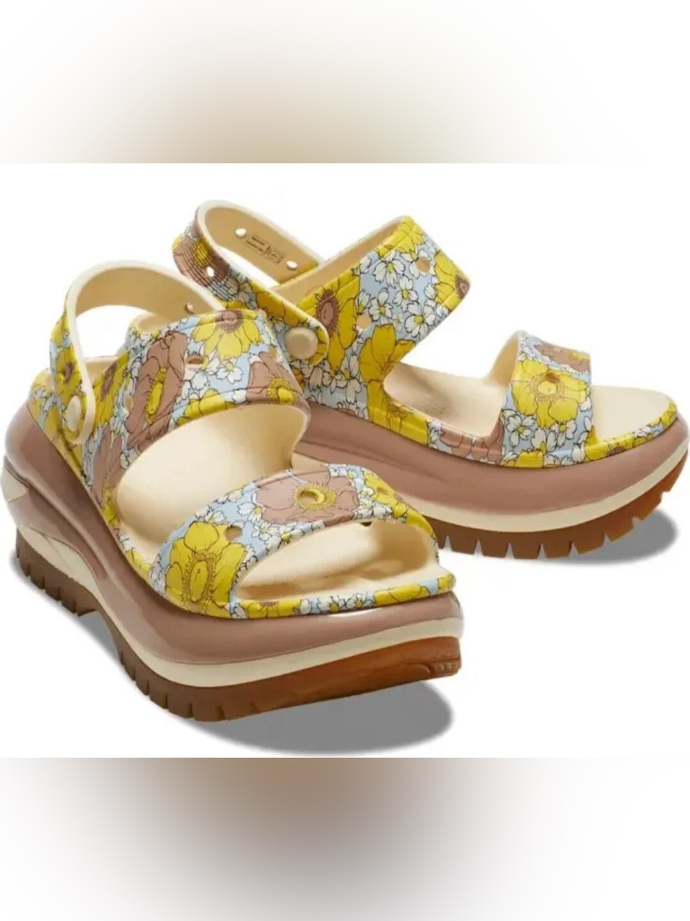 NWOT Crocs Mega Crush Retro Floral Sandals